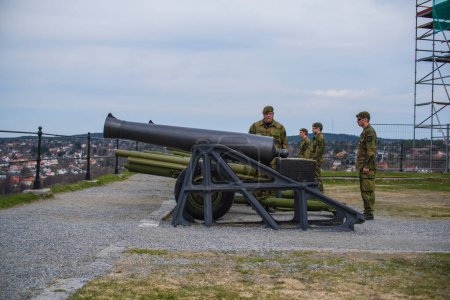 Photo for May 8, cannon salute from fredriksten fortress, ready for firing - Royalty Free Image