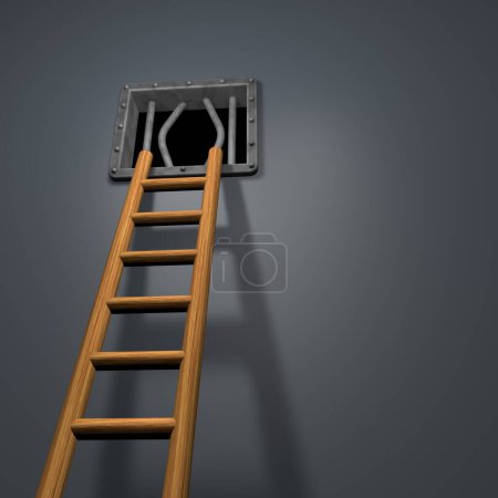 Photo for Illustration of 'escape' with ladder - Royalty Free Image