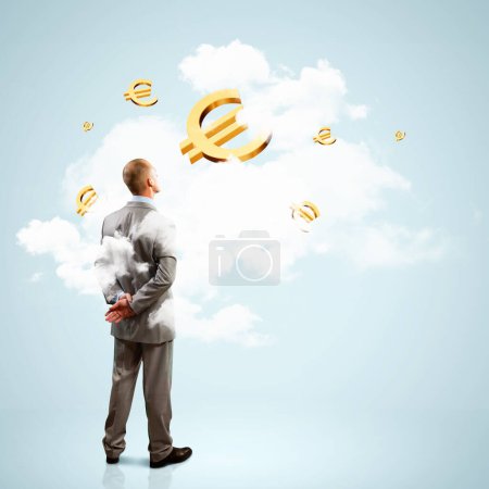 Photo for Thoughtful businessman  on background, close up - Royalty Free Image