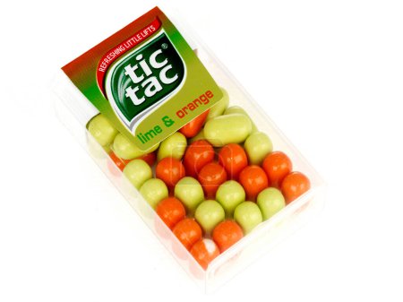 Photo for Tic Tac Mints on background, close up - Royalty Free Image