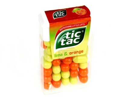 Photo for Tic Tac Mints on background, close up - Royalty Free Image