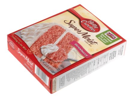 Photo for Box of Strawberry Cake Mix on white background - Royalty Free Image