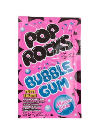 Photo for Pack of Bubble Gum on background, close up - Royalty Free Image