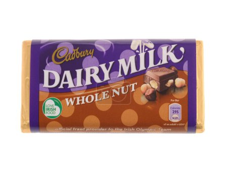 Photo for Dairy Milk Wholenut Chocolate Bar on white background - Royalty Free Image