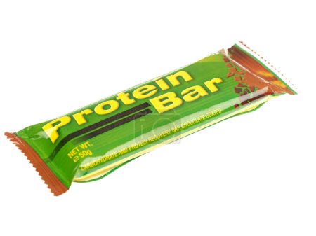 Foto de Chocolate Protein Bar sobre fondo blanco - Imagen libre de derechos