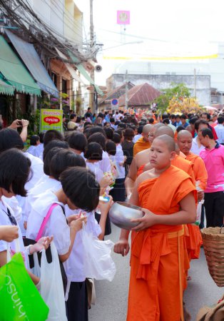 Photo for Buddhist monks and people in street at faith hope love festival. Thailand - Royalty Free Image