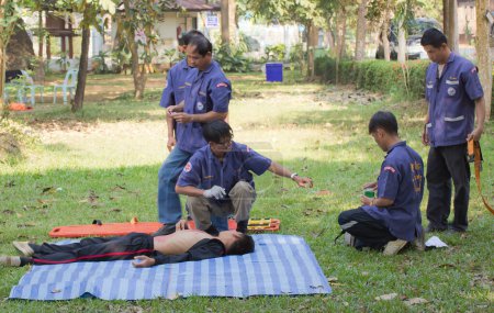 Photo for People at First aid training in the park - Royalty Free Image