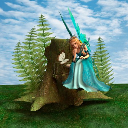 Téléchargez les photos : Princesse dans la forêt, illustration colorée - en image libre de droit