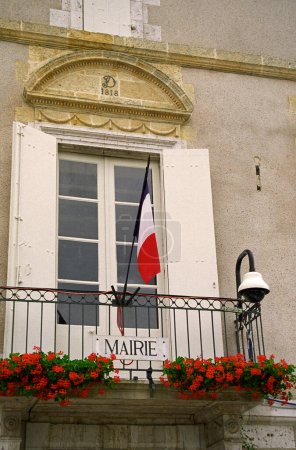 Photo for French Flag of Office of old building - Royalty Free Image