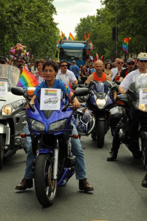 Photo for Gay Pride Parade in Paris led by Bikers - Royalty Free Image