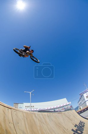 Photo for Sergio Layos jumping on bicycle - Royalty Free Image
