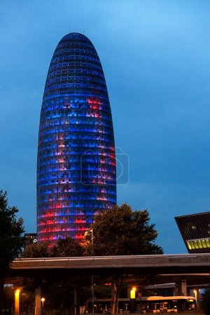 Photo for Torre Agbar at dusk - Barcelona - Spain - Royalty Free Image