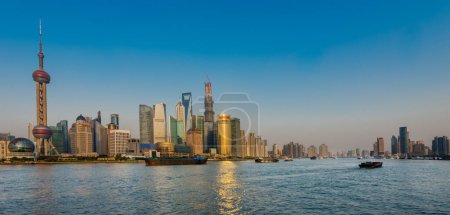 Photo for Pudong and the bund on hangpu river shanghai china - Royalty Free Image