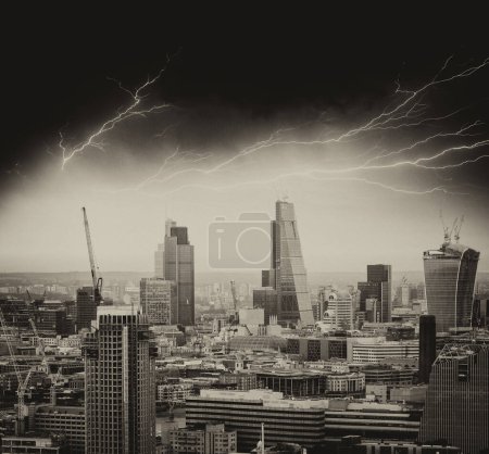 Photo for Storm in London. Bad weather over city skyline - Royalty Free Image