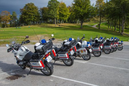 Photo for Police motorcycles in park - Royalty Free Image