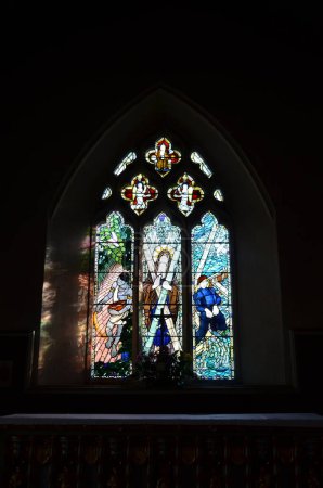 Photo for Arched church stained glass window - Royalty Free Image