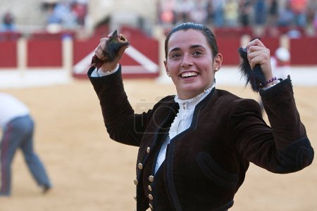 Photo for Noelia Mota, woman bullfighter on horseback spanish, Ubeda, Jaen, Spain, 29 september  2011 - Royalty Free Image