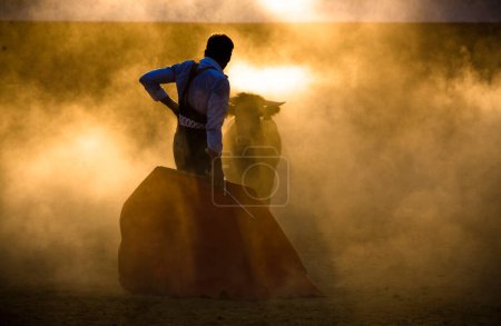 Photo for The Spanish bullfighter David Valiente in tentadero - Royalty Free Image