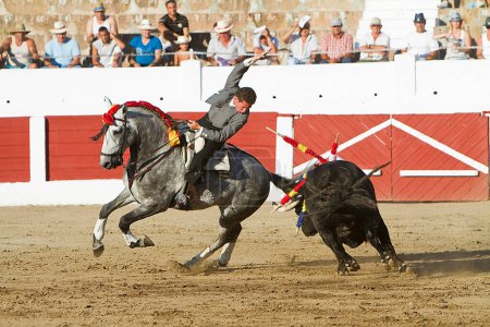 Photo for Leonardo Hernandez, bullfighter on horseback spanish, Linares, Jaen province, Spain, 29 august 2010 - Royalty Free Image