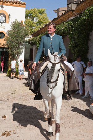 Photo for Fermin Bohorquez, bullfighter on horseback spanish, Linares, Jaen province, Spain, 29 august 2010 - Royalty Free Image