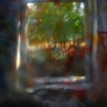 Foto de Vidrio pintado ventana vieja borrosa - Imagen libre de derechos