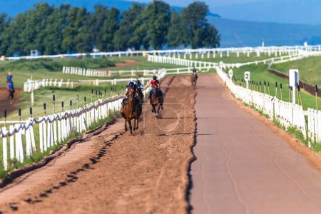 Téléchargez les photos : Jockeys à l'entraînement des chevaux de course - en image libre de droit