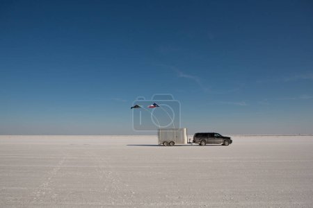 Photo for SUV driving with trailer - Royalty Free Image