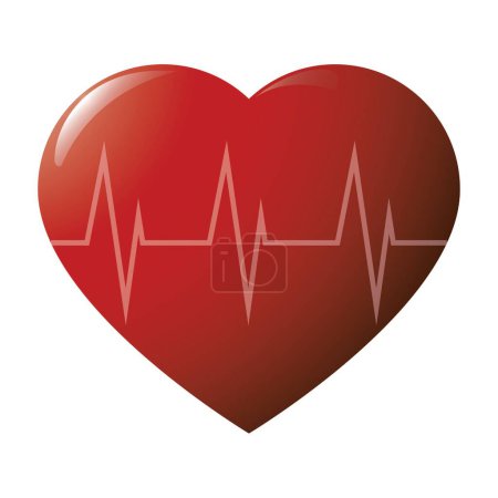 Photo for Glossy heart cardiogramme on white - Royalty Free Image