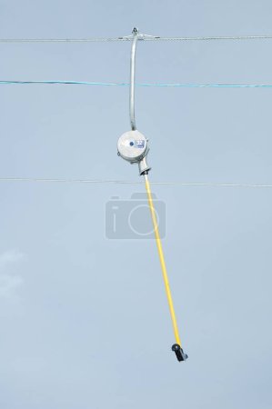 Photo for Drag lift T-Bar on blue sky background - Royalty Free Image