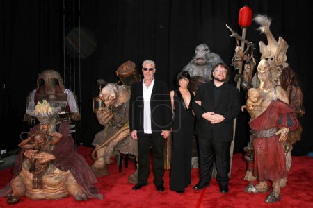 Photo for Ron Perlman with Selma Blair and Guillermo del Toro at the World Premiere of ""HellBoy II The Golden Army"" presented by the Los Angeles Film Festival. Mann Village Westwood, Westwood, CA. 06-28-08/ImageCollect" - Royalty Free Image