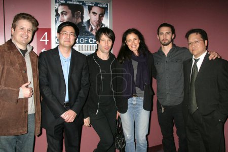 Photo for Larry Greenberg, Edwin Santos, Vincent Vieluf, Mimi Rogers,Milo Ventimiglia and Gregory Hatanakaat the ""Order Of Chaos"" Los Angeles Premiere Hosted By Cinema Epoch, Laemmle's Sunset 5, West Hollywood, CA. 02-12-10 - Royalty Free Image
