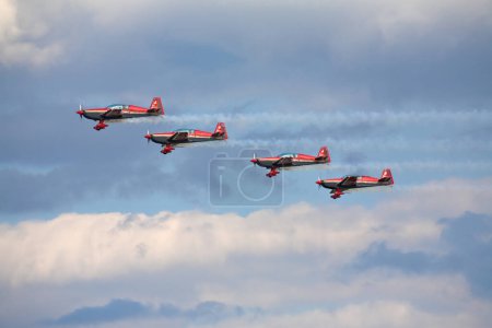 Photo for Four airplanes in formation on airshow - Royalty Free Image