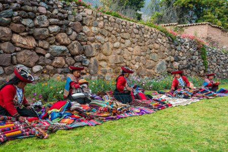 Photo for Women selling handcraft peruvian Andes  Cuzco Peru - Royalty Free Image
