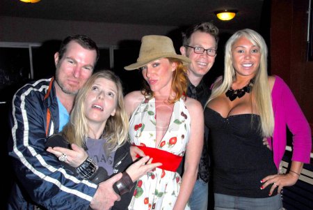Photo for Jason Rothberg, Abigail Smith, Jenny McShane, Andy Tubman from the Jane Does and Mary Carey, Harry the Dog unplugged launches the Sportsman's Lodge By The Pool  weekly concert series, Sportman's Lodge, Studio City, CA - Royalty Free Image