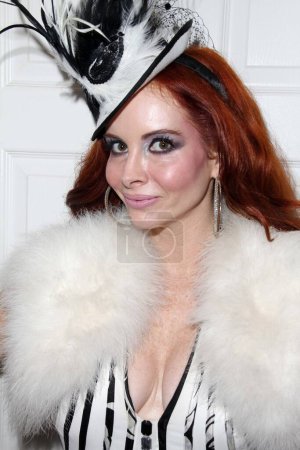 Photo for Phoebe Price wearing white dress and hat while preparing for American Music Awards, Private Location, Los Angeles, CA 11-20-11 - Royalty Free Image