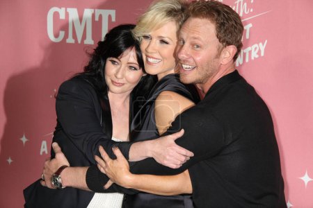 Photo for Shannen Doherty, Jennie Garth and Ian Ziering at the Jennie Garth 40th Birthday Celebration, The London, West Hollywood, CA - Royalty Free Image