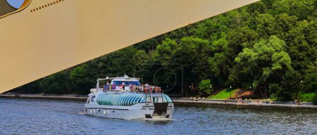 Photo for Boat floating on Moscow river - Royalty Free Image