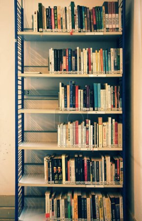 Foto de Libros en el estante en casa - Imagen libre de derechos