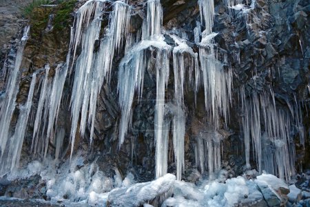 Photo for Water icicles in winter time at Leh, India - Royalty Free Image