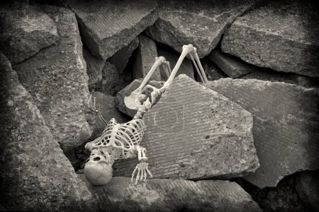Photo for "Apocalypse Skeleton on rocks - Royalty Free Image