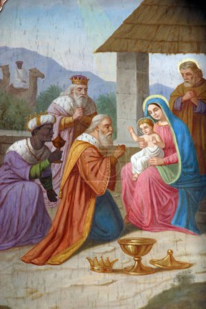 Téléchargez les photos : Scène de la Nativité, Adoration des Mages - en image libre de droit