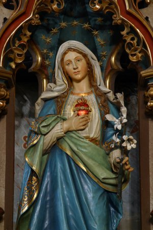 Téléchargez les photos : Statue du Coeur Immaculé de Marie à l'église - en image libre de droit
