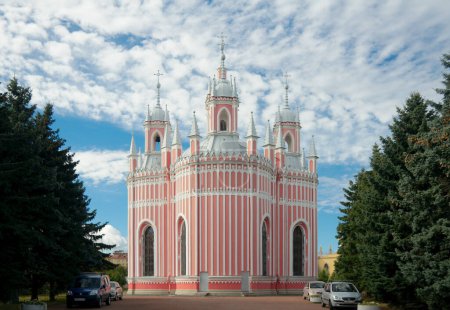Foto de Iglesia Chesme, San Petersburgo, Rusia, elevación de la espalda - Imagen libre de derechos