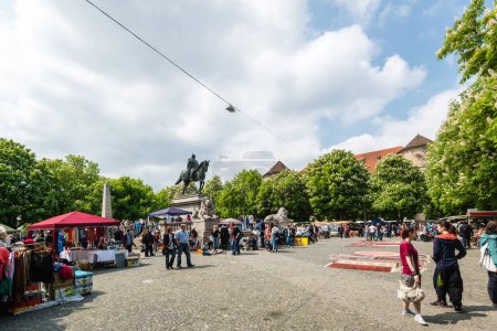 Photo for Visitors of the famous Stuttgart flea market - Royalty Free Image