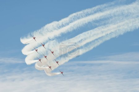 Photo for Red and white smoke arrows - Royalty Free Image