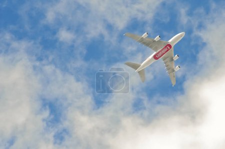 Photo for Emirates Airbus A380 aircraft flying in the sky - Royalty Free Image