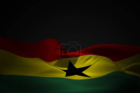 Photo for Ghana flag waving on dark background - Royalty Free Image