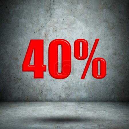 Photo for 40 percent sign on concrete wall - Royalty Free Image