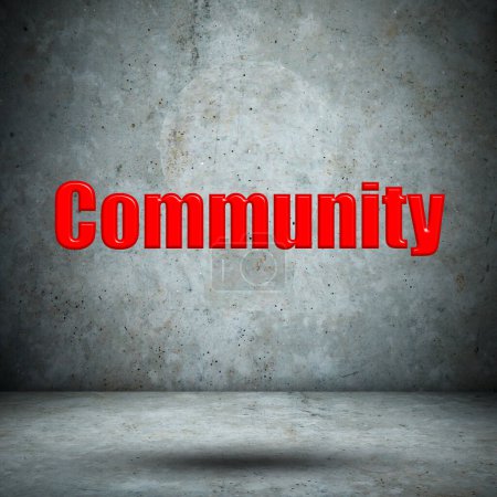 Photo for Community word on concrete wall - Royalty Free Image