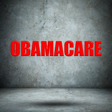 Photo for OBAMACARE word on concrete wall - Royalty Free Image